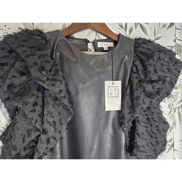 NWT THML Blouse Black Womens Size M Designer - Picture 4 of 6